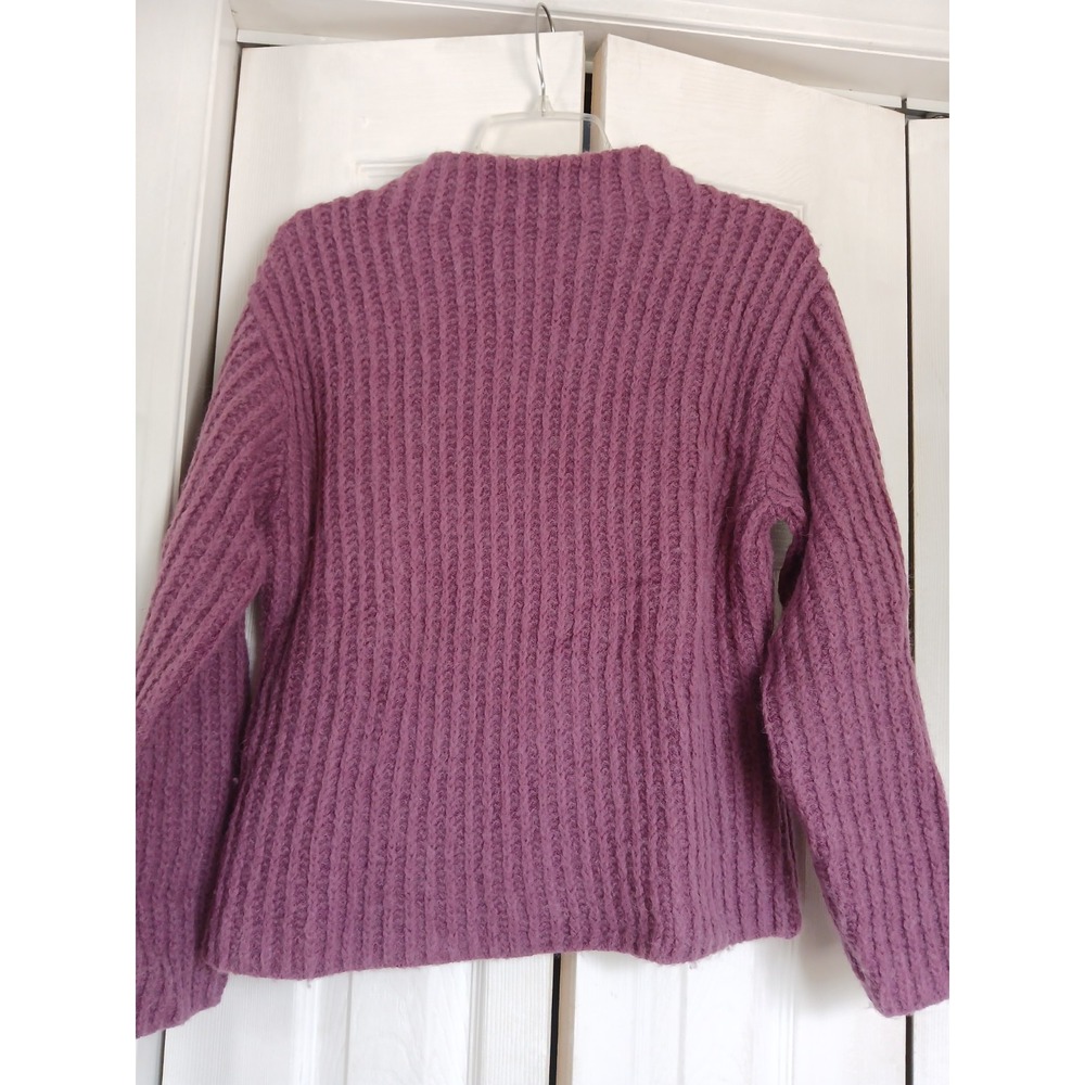 Vince Marled Raglan Ribbed Pullover Crop Sweater Alpaca Wool Mauve Mockneck XS